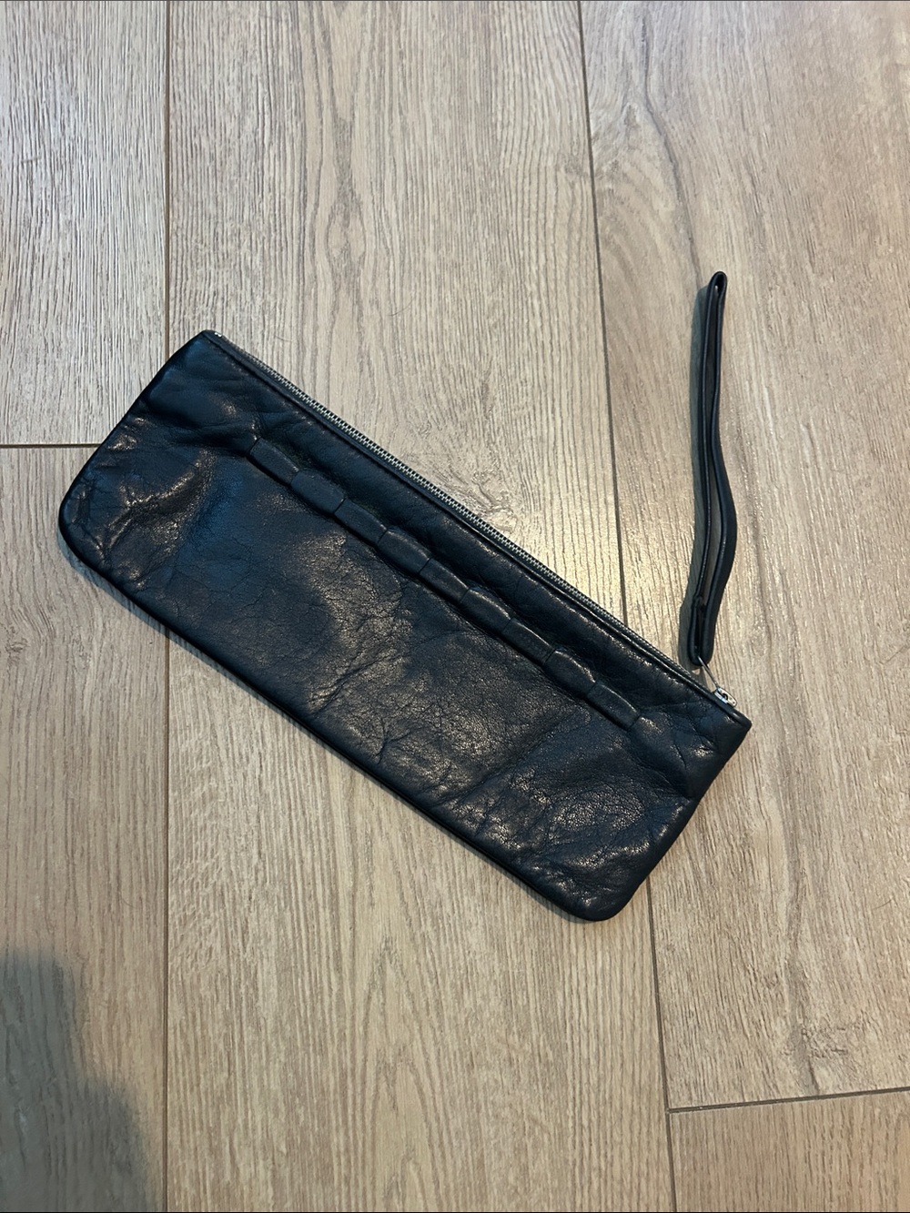 Vintage Black Leather Wristlet Wallet